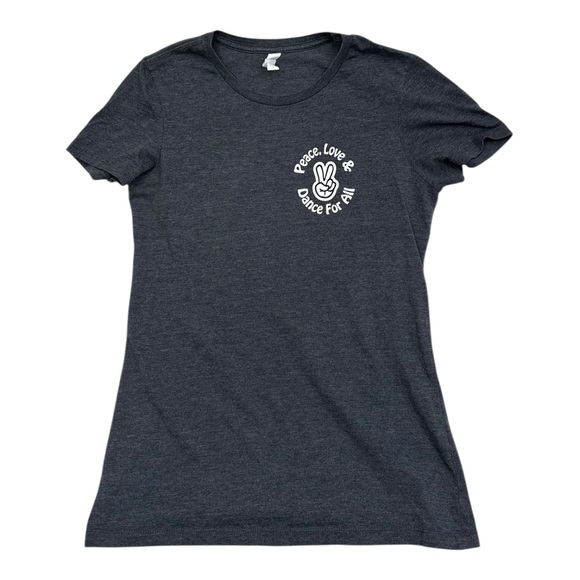 Bella Canvas Tops - Bella Canvas Dark Grey Peace Love & Dance Womens Cut T-Shirt - Size Large